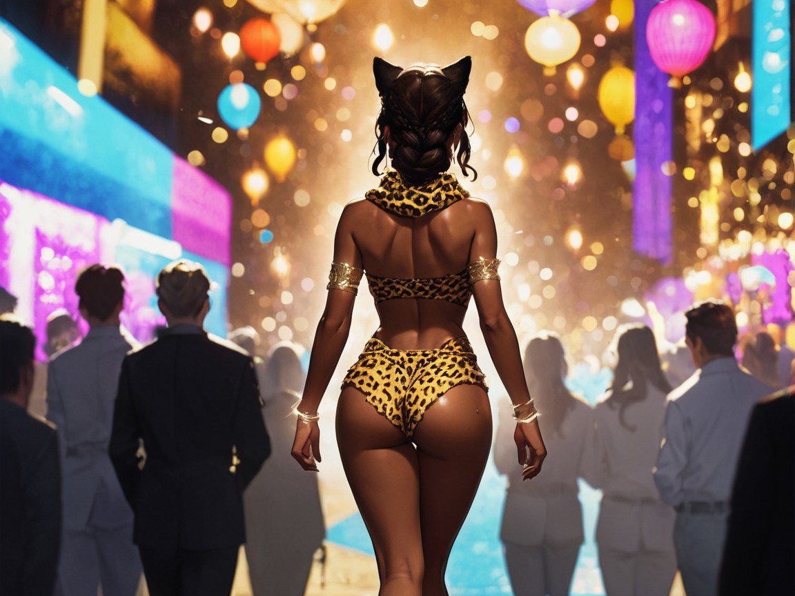 Wearing Leopard Print Carnival Clothes, Carnival Suit, One Person Latina AI Porn