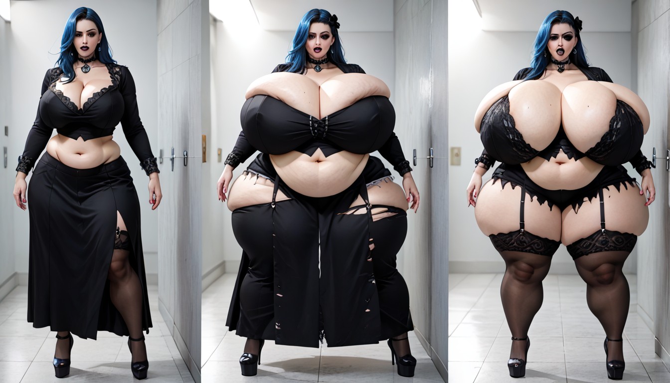 Hyper Mega Fat Thick Hourglass Body Figure, Perfect Face, Múltiples Vistas Porno BBW IA