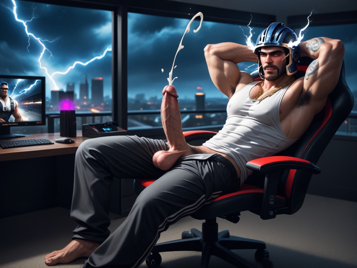 Penis Exposed, Rugged Latino From X Men As God Of Thunder, Glowing Eyes AI Gay Porn