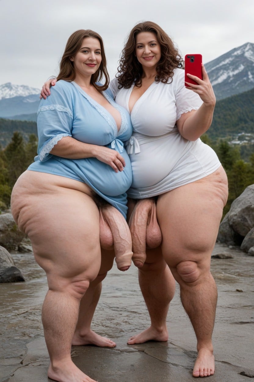 Overflowing Rolls Of Fat, Huge Obese Belly, Hair Down To Shoulders AI Porn