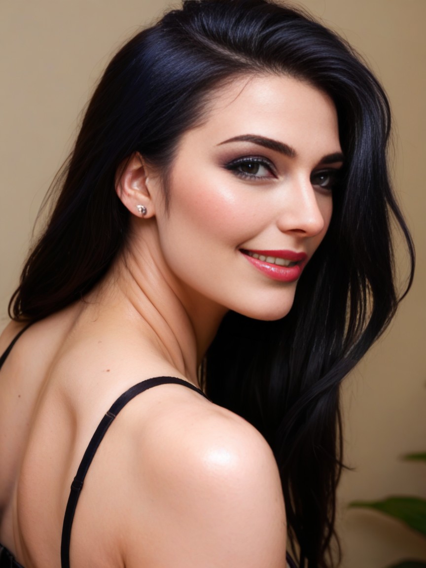 Orgasm, Submissive, Loose Natural Straight Black Hair AI Porn