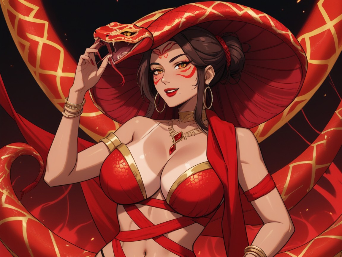 Traje De Carnaval, Carnival Tent Background, Wearing Red Snake Print Carnival Clothes Porno latina IA