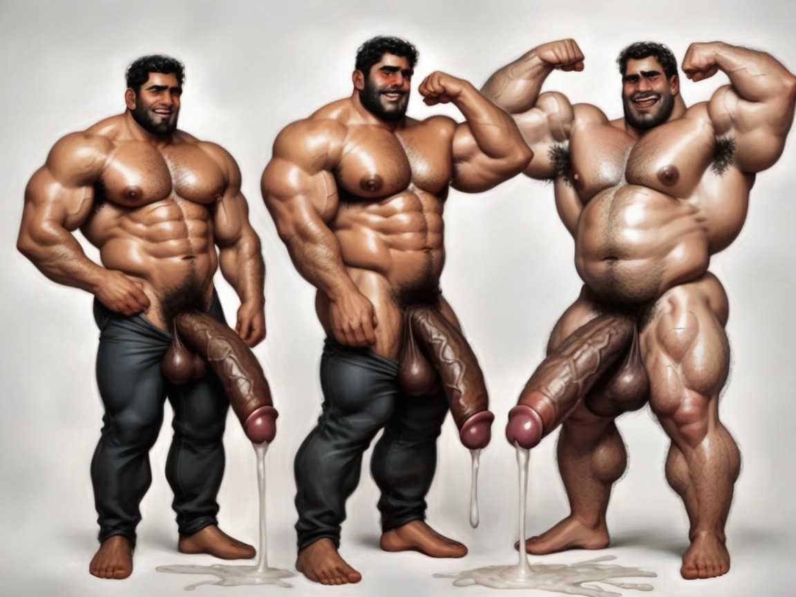 Big Belly, Pants Down, Big Erect Veiny Cock AI Gay Porn