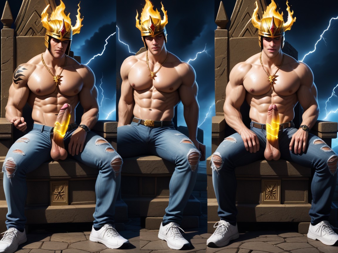Thunderbolt In One Hand, Grabbing Ass, Happy AI Gay Porn