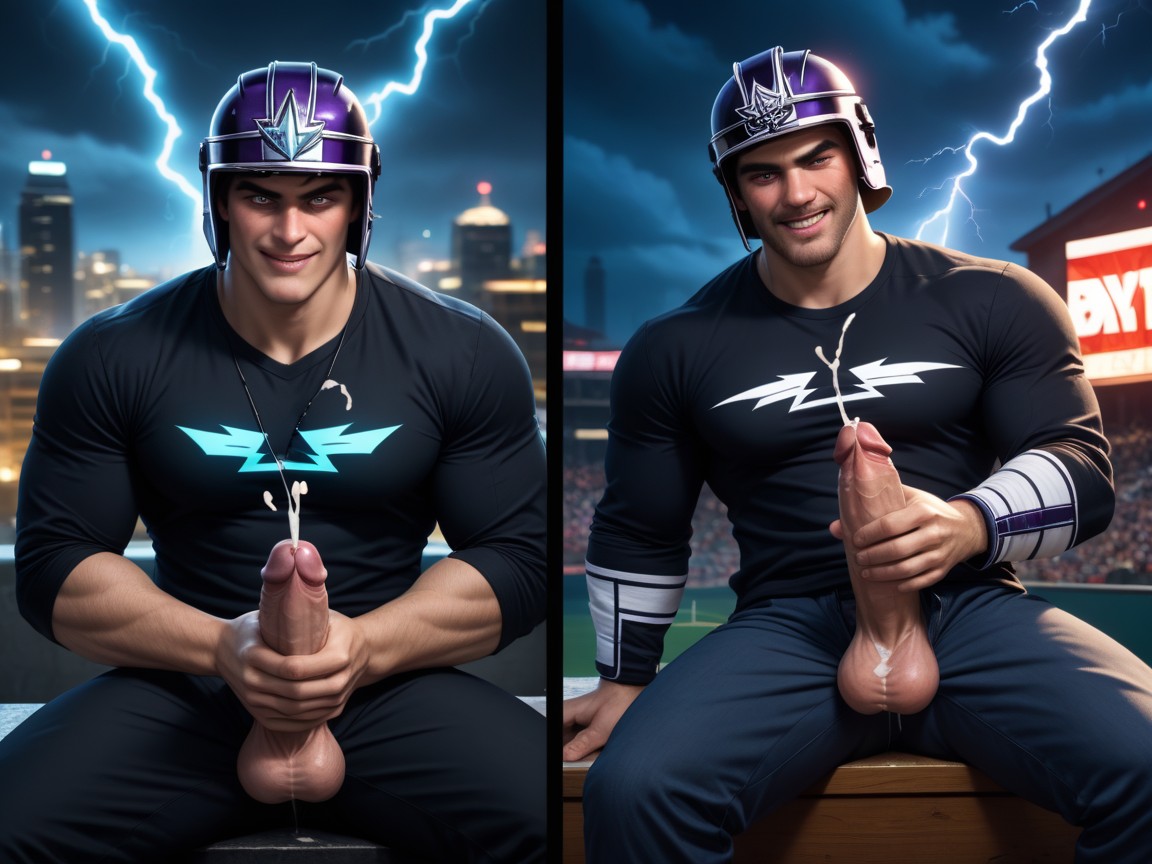 Four World Jr Hockey Players As Gods Of Thunder, Relaxed, Midnight AI Gay Porn