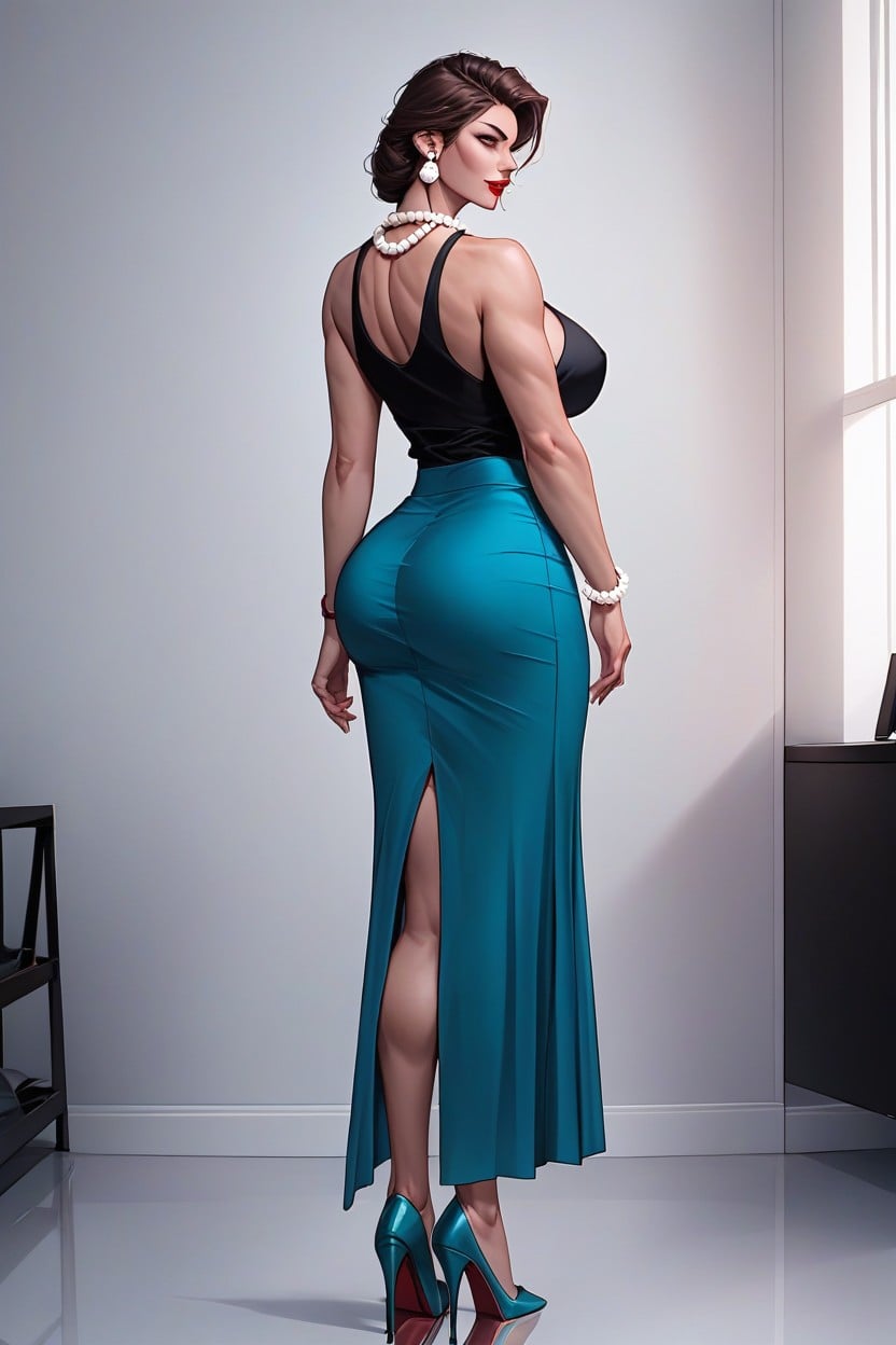 Standing, Cute, Teal Skirt Hentai AI Porn