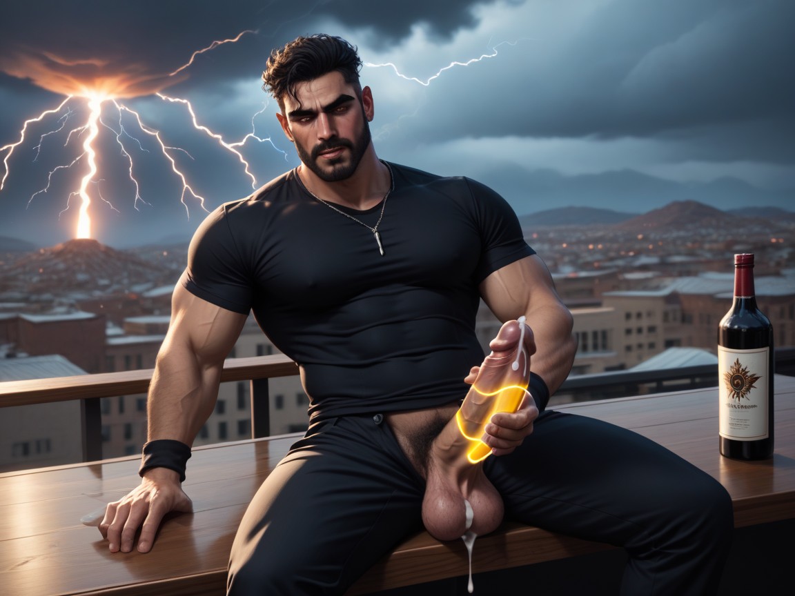 Electricity In Balls, Electric Penis, Big Erect Vibrating Cock AI Gay Porn