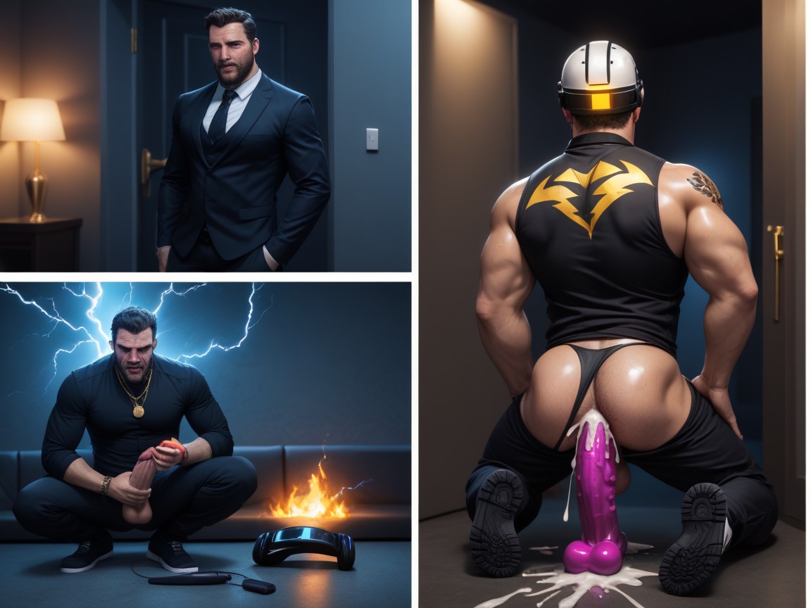 18+, Heavy Low-hanging Balls, Cum On Face AI Gay Porn