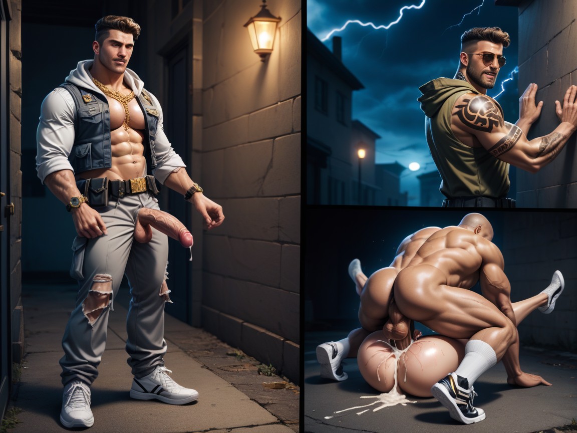 Fat Cock, Dark Sun Glasses, Comic Strip AI Gay Porn