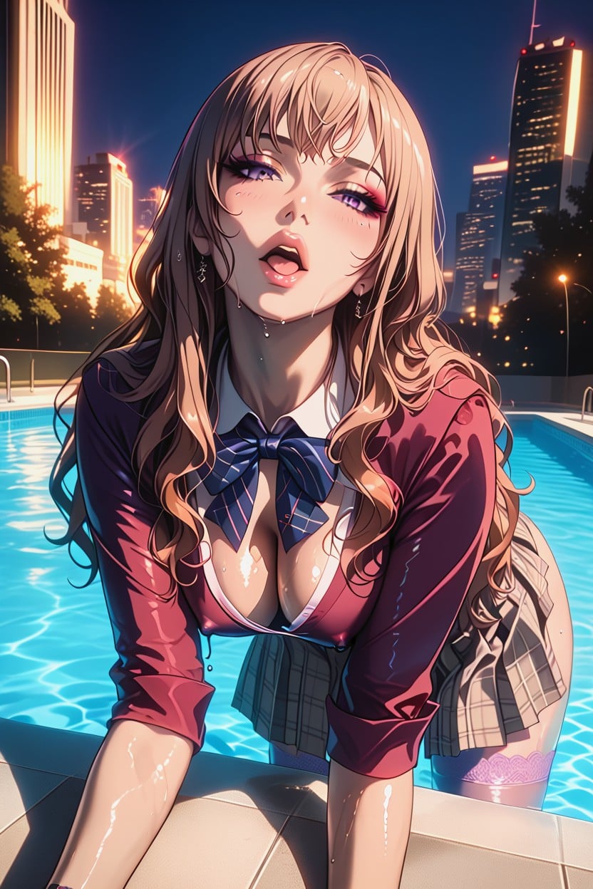 Purple Lace Stockings, Medias, 18+ Hentai IA