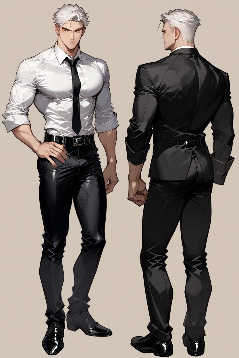 Muscular, Pants, Formal AI Gay Porn