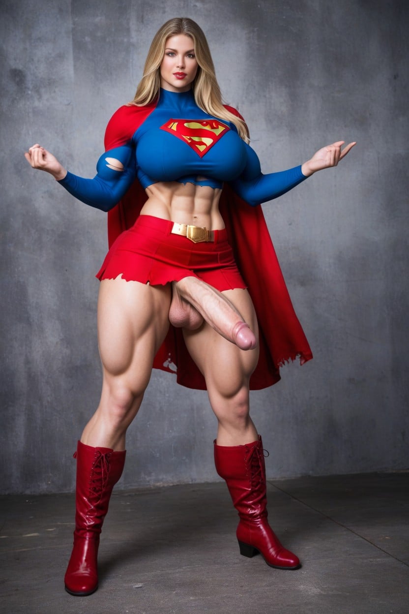 Dc Comics Supergirl, Gigantic Perfect Boobs, Gigantic Muscles Shemale AI Porn