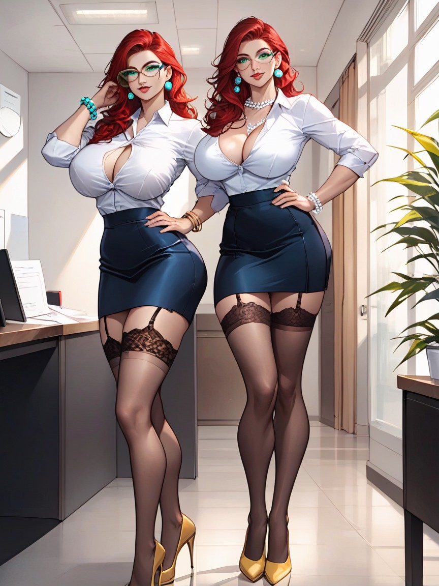 Large Breasts, Yellow Long Earrings, Detailed Hentai AI Porn