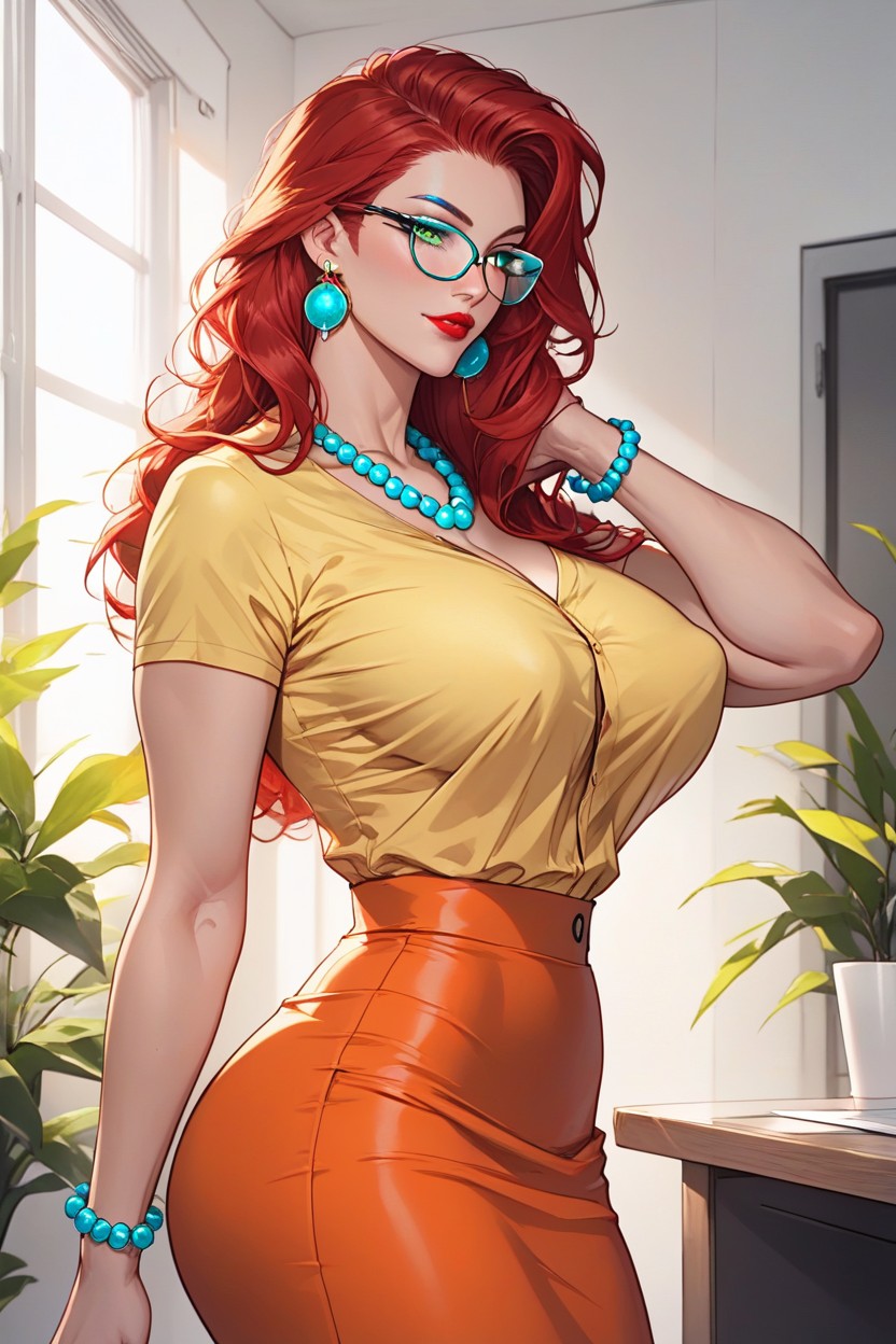 Green Eyes, Brown Lace Stockings, Animated Series Hentai AI Porn