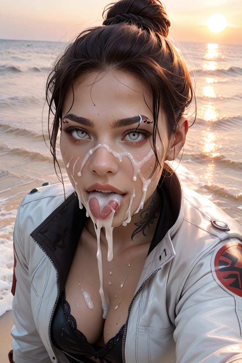 Beach, Embarrassed, Crotch Tattoo AI Porn