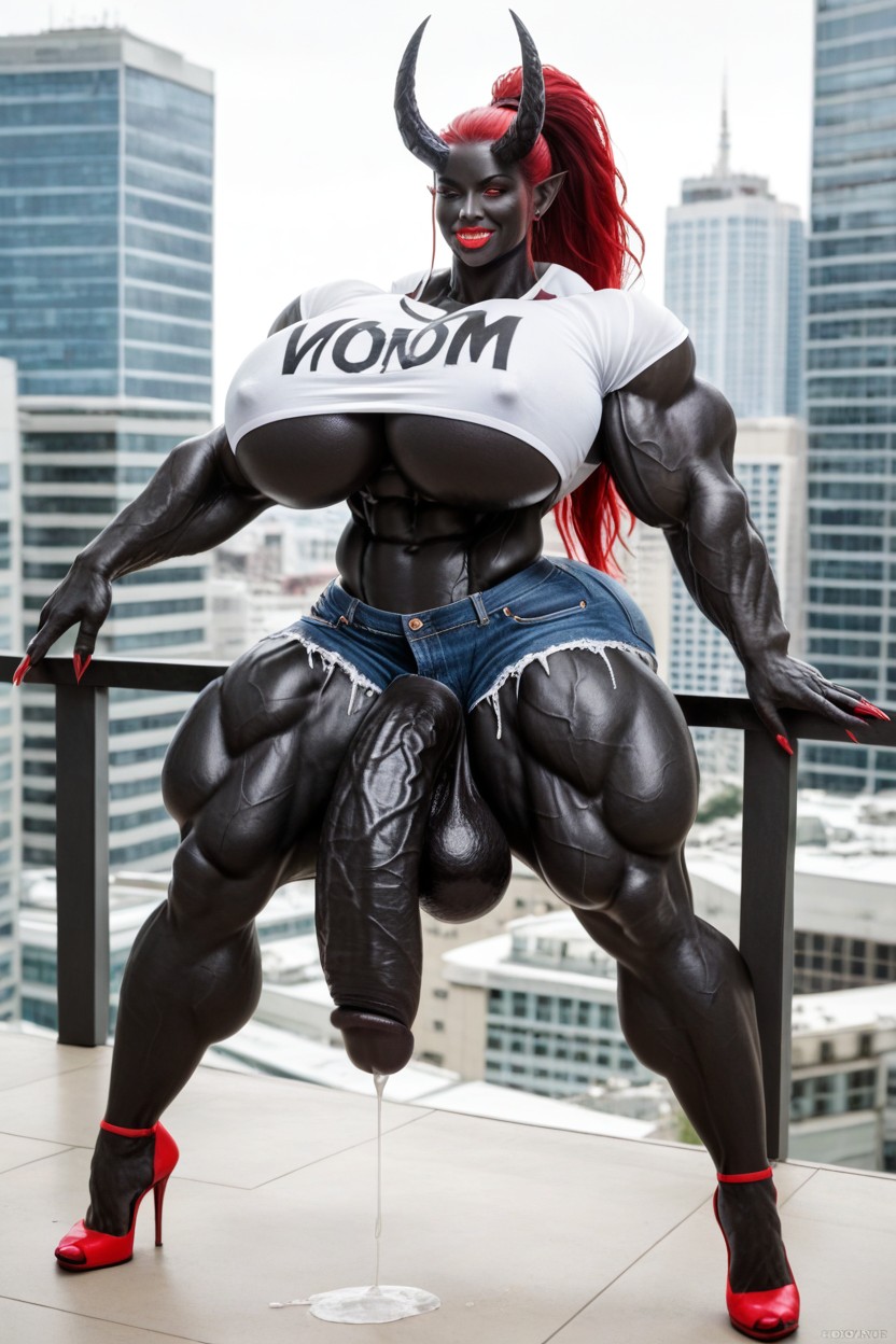 Her Cock Is A Flared Cock, Ultra Muscular, Gigantic Tits Shemale AI Porn