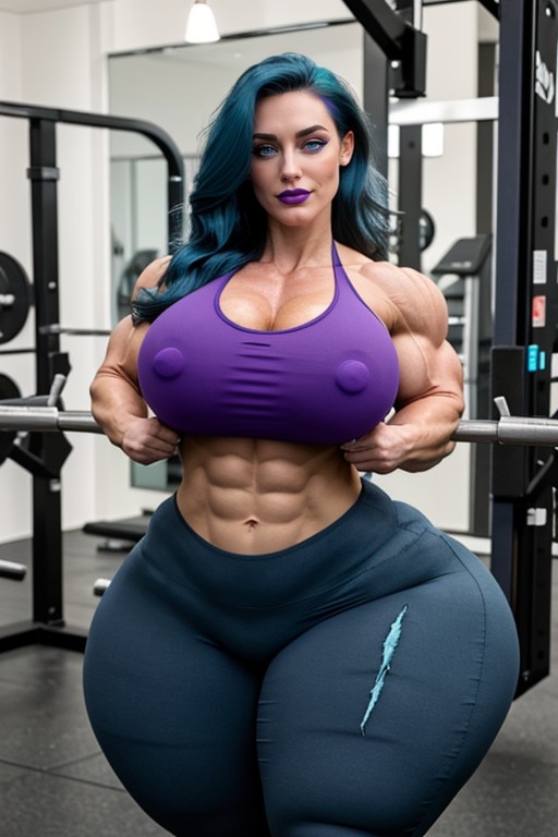 Front View, Hyper Gigantic Massive Muscles Woman, Hd AI Porn
