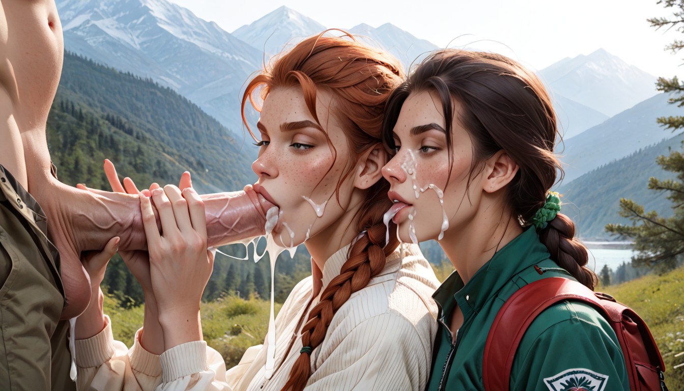 Irish Ginger With Braided Hair Ponytail, Deep Inside Elsas Mouth, Side View AI Porn