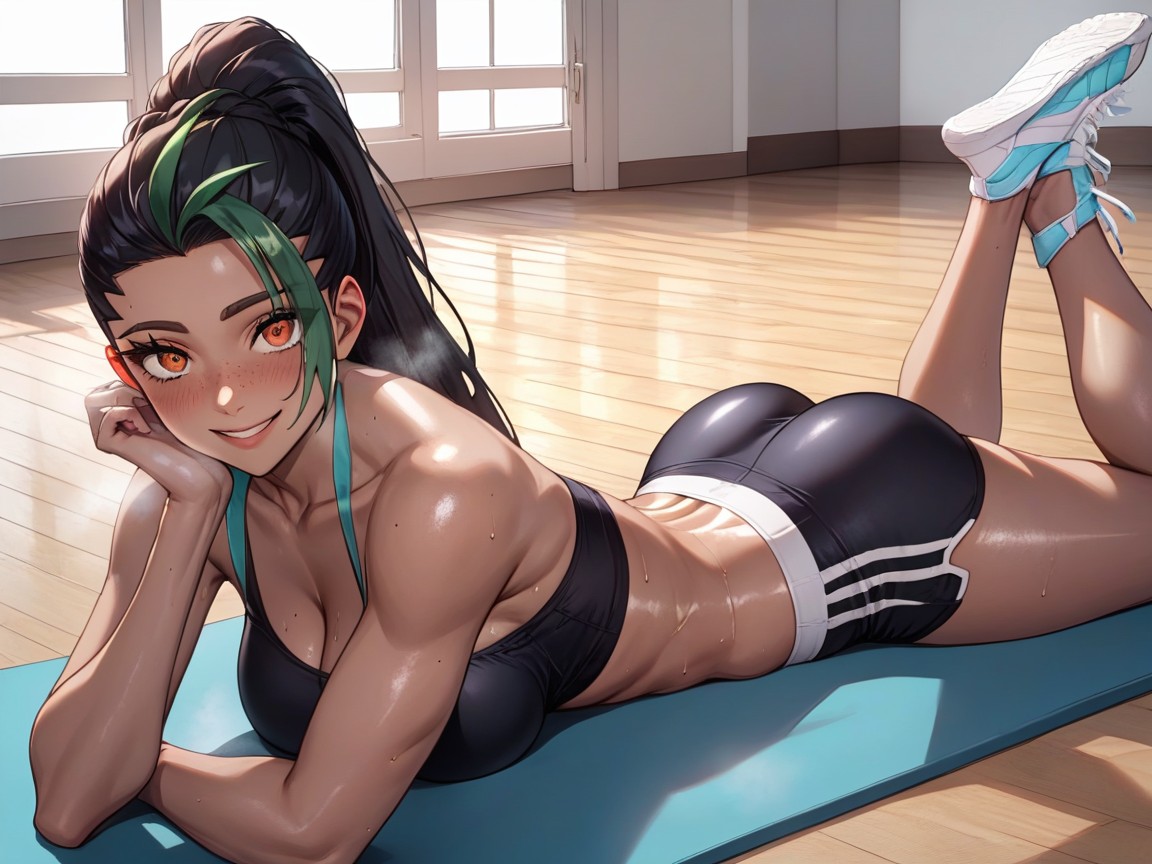 In Heat, Legs Spread Wide Apart, Blushing Hentai AI Porn