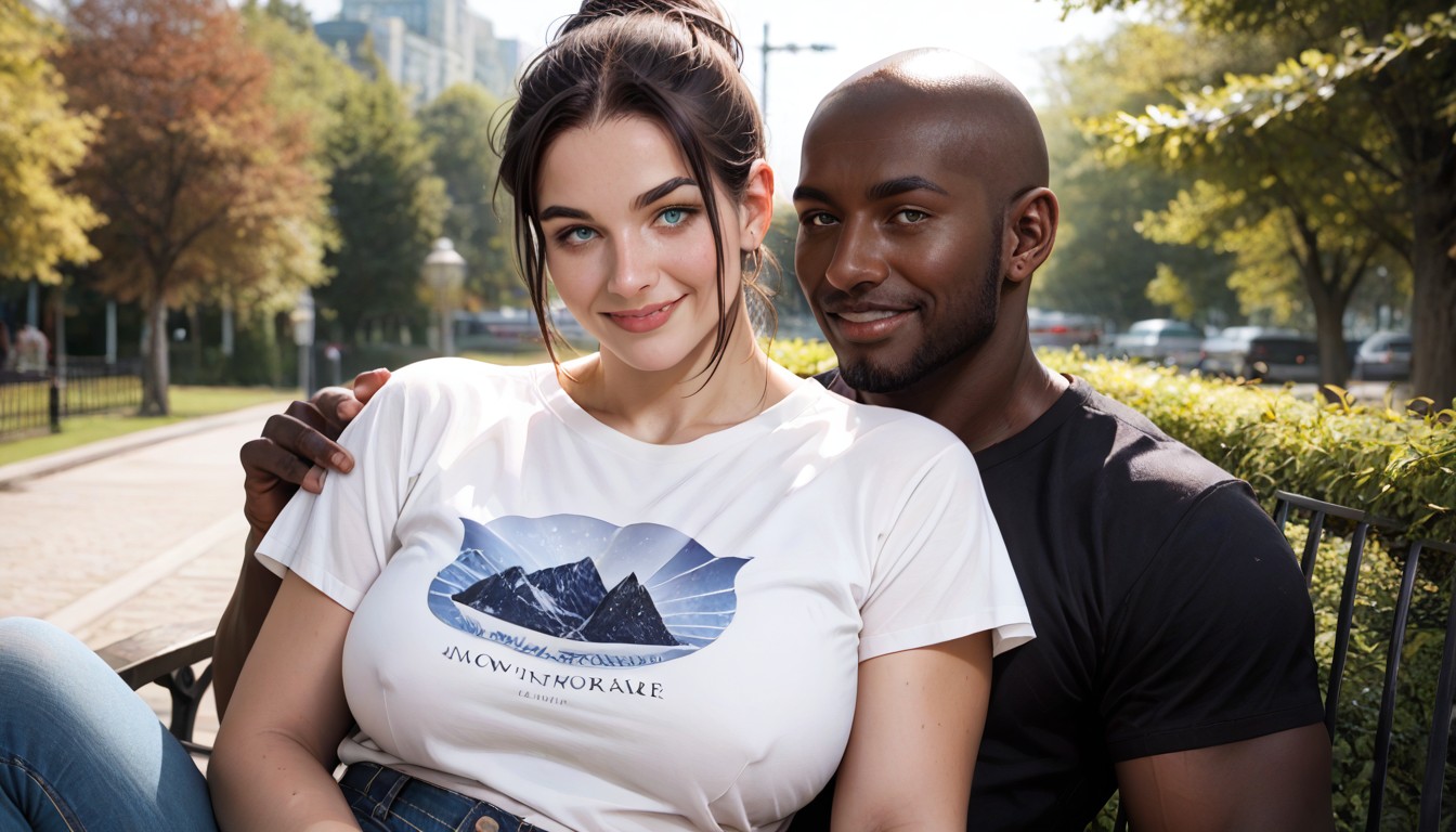 Fully Clothed, His Arm Around Is Draped Over Her Shoulder, Graphic Tee Hentai AI Porn