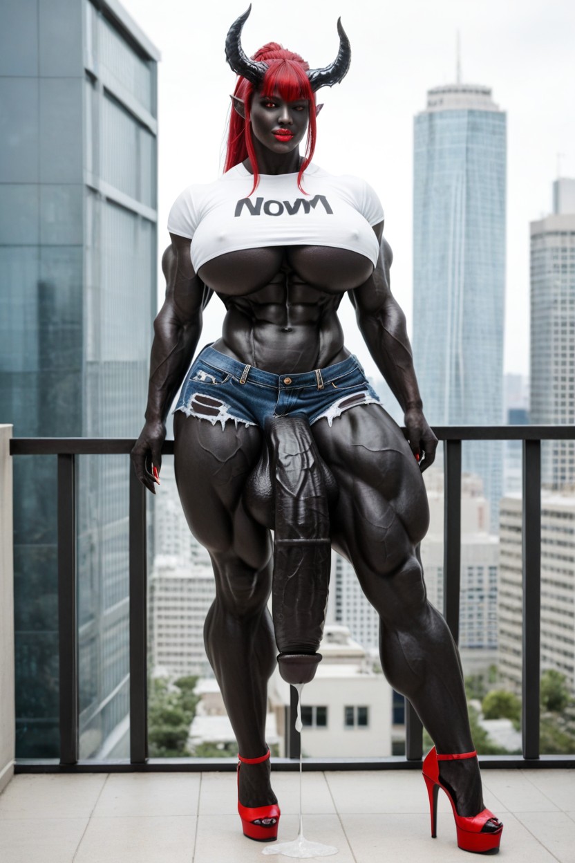 Big Claws, Gigantic Veins All Over Her Body, Thick Thighs Shemale AI Porn