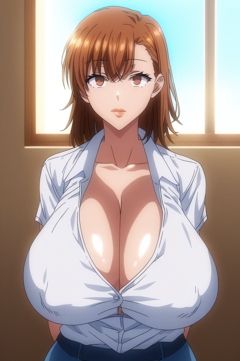 Glossy Lipstick, Looking Straight Forward, Gigantic Tits AI Porn