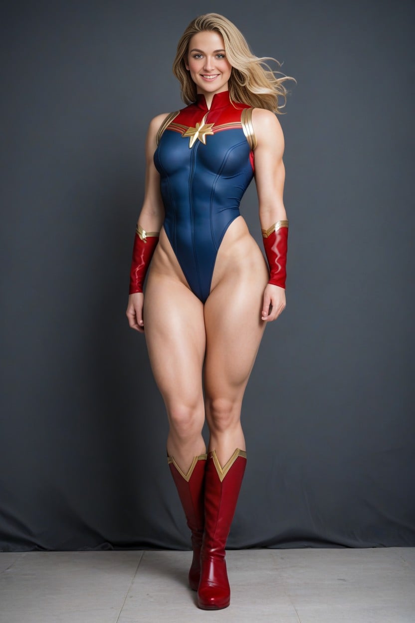 Captain Marvel, Hair, Small Breasts AI Porn