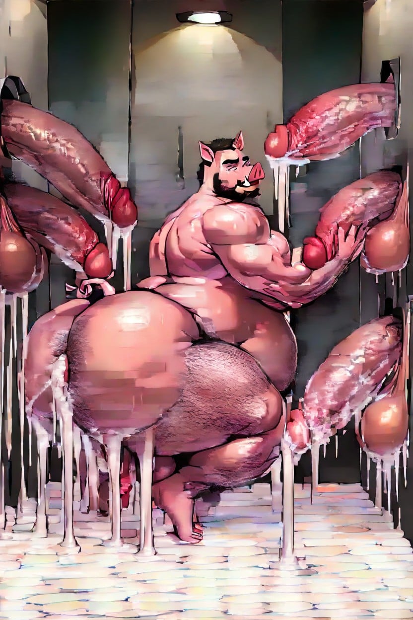 18+, Gay Sex, Hyper Musclegut Porno IA Furry