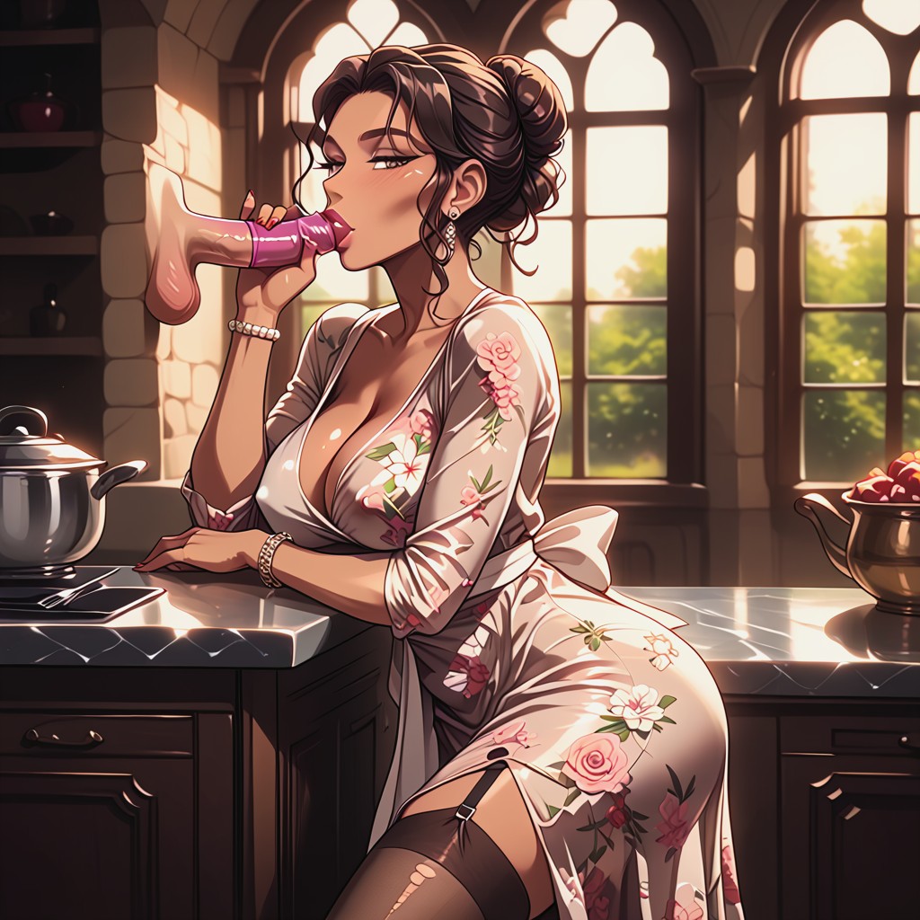 Rounded Ass, Seductive Horny Expression, Cleavage AI Porn