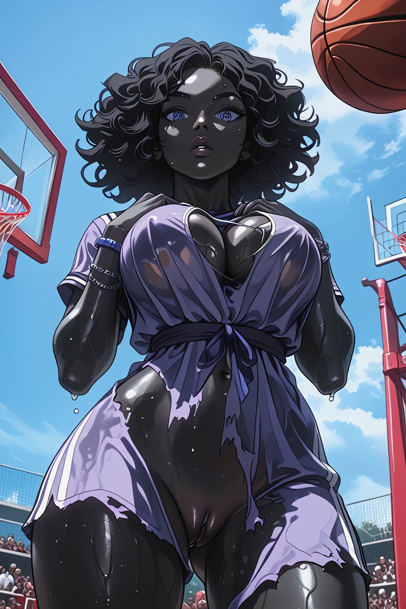 Eyes Wide, Hyper Black Skin, Ultra High Details AI Porn