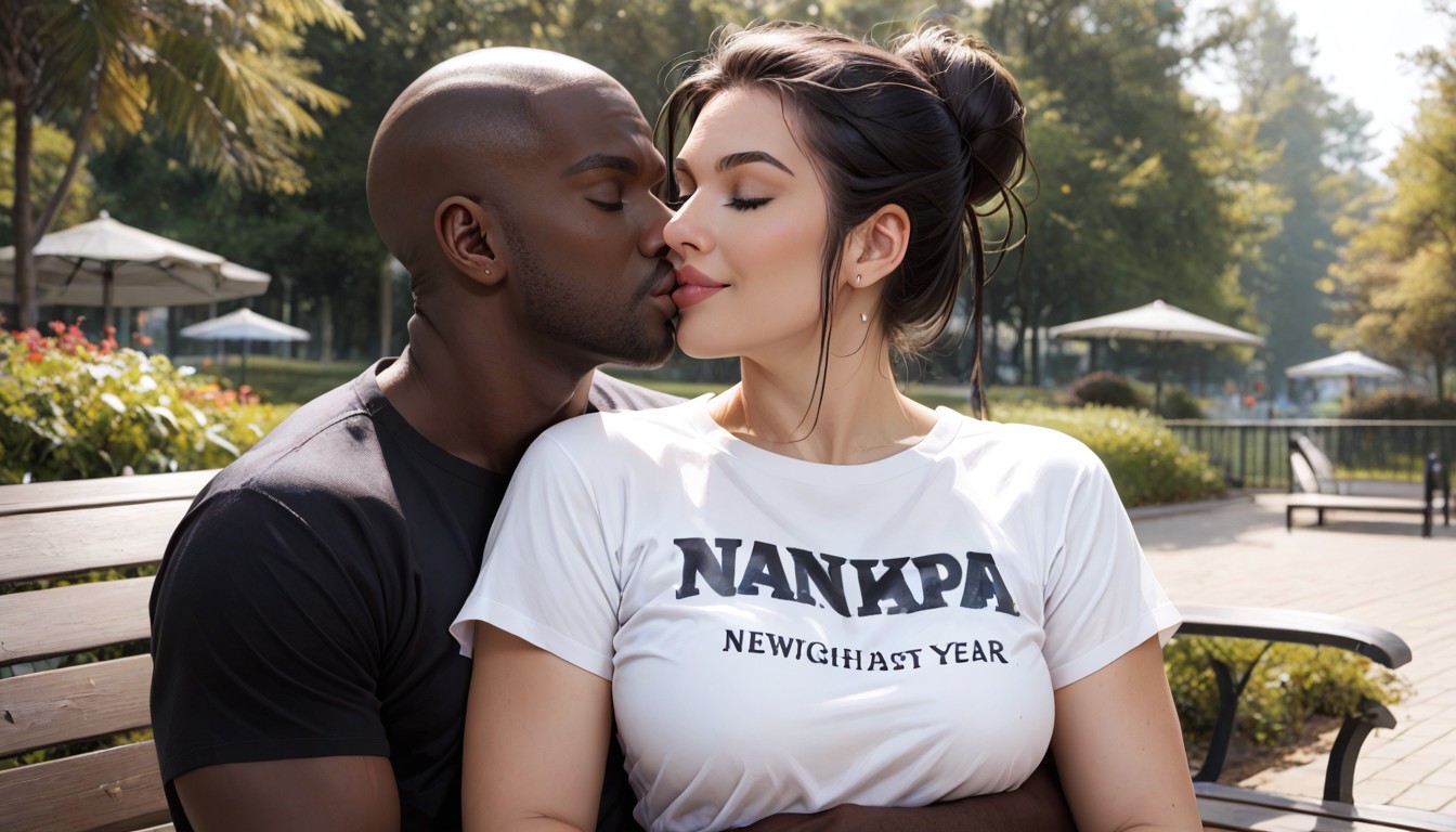 High Contrast, Sitting Together On Park Bench, Loungewear Hentai AI Porn