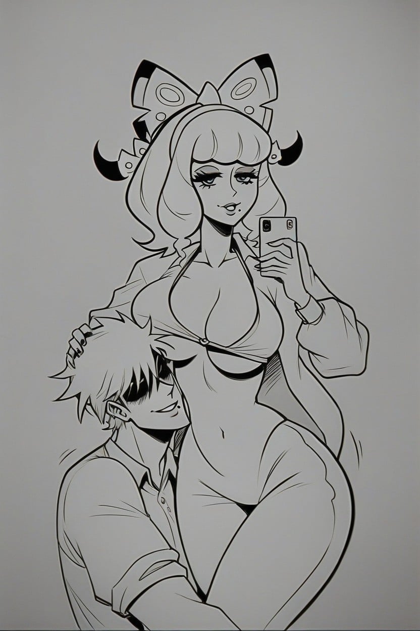 Face Is Touching Boob, Large Ass, Man Pushes Klaras Tits Together And Shoves His Face In Them Hentai AI Porn
