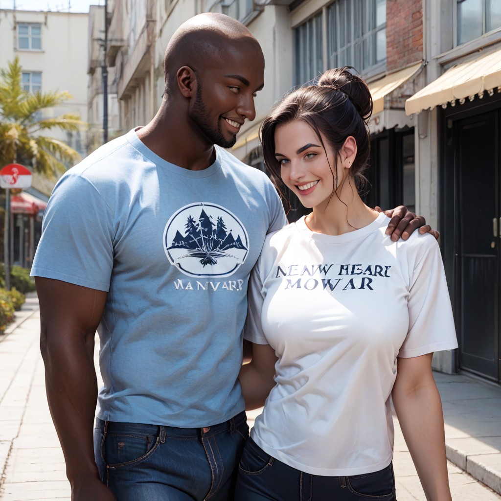 At Beachside Amusement Park, Sharp Skin Color Contrast, Eyes Only For Each Other Hentai IA