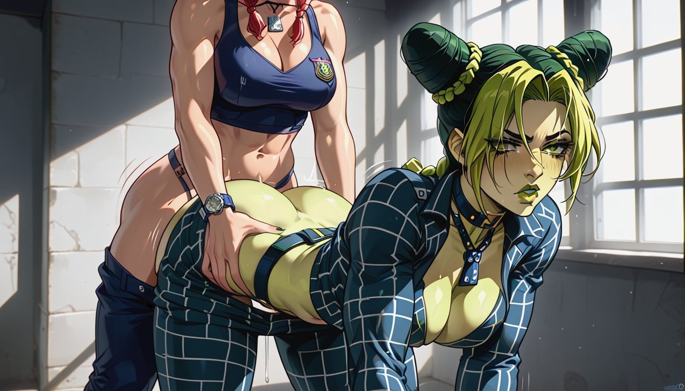 Makima Groping Jolynes Tits While Fucking Her From Behind, 18+, Jolyne Ass Exposed Hentai AI Porn