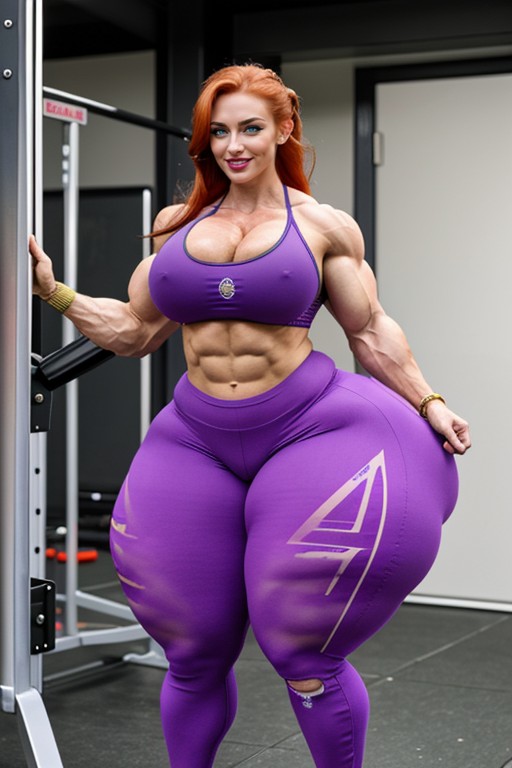 Gym, Beautiful Bimbo Amazon Goddess, Front View AI Porn