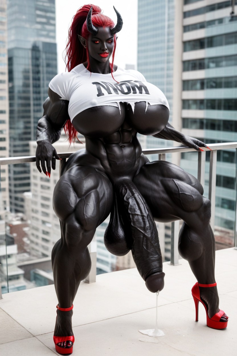 Solo, Rooftop, Bodybuilder Shemale AI Porn