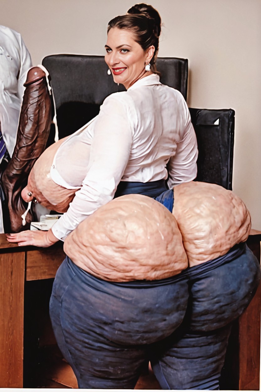 Ass Cellulite See Through Pants, Huge Nipples, Cumshot AI Porn