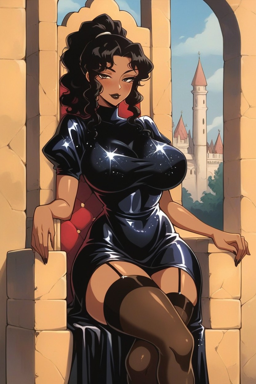 Sentada, Black Stockings, Black Eyes Hentai IA