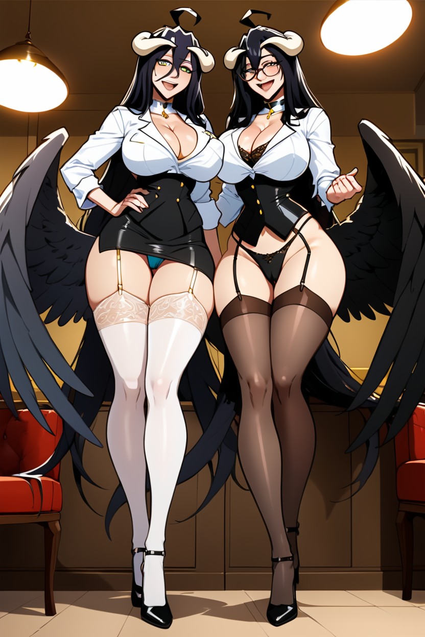 Showcasing Her Authoritative Demeanor In This Captivating Full Body Portrait, Choker, A Stunning Unfolds As Futanari Albedo Shemale AI Porn