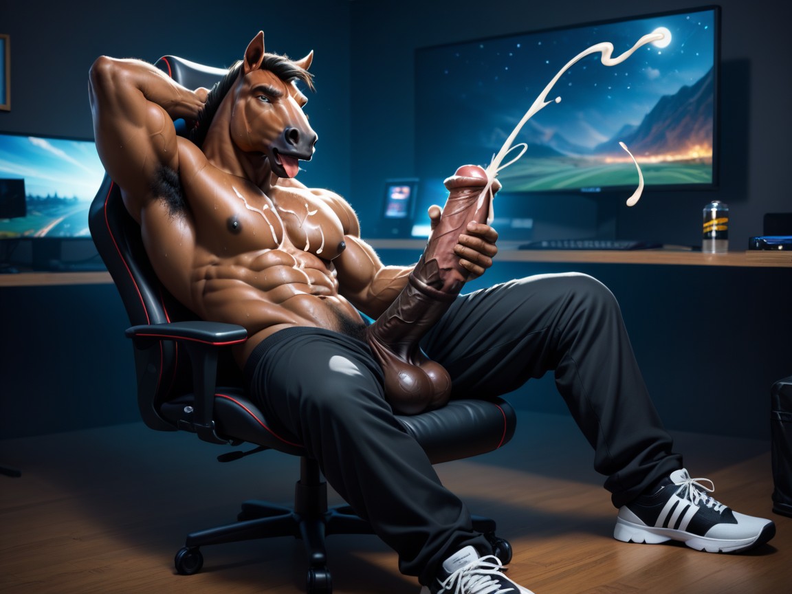 Sitting Down Legs Spread, Black Sneakers, Front View AI Gay Porn