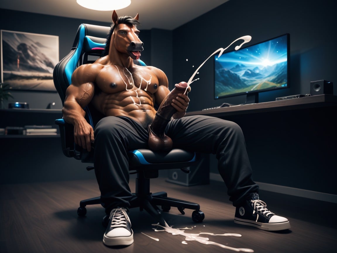 Highly Detailed, Anthro, Black Hair AI Gay Porn