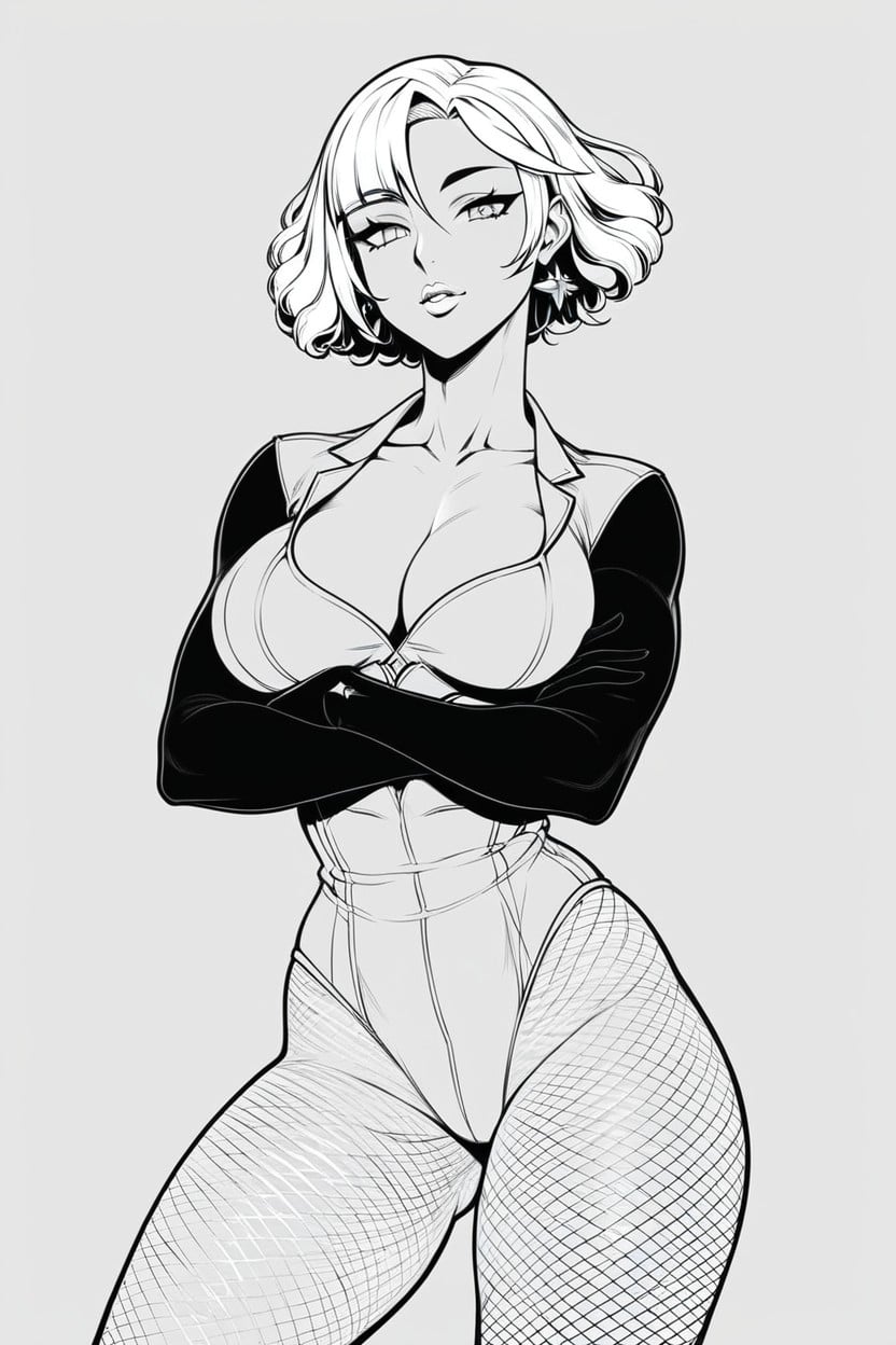 No Shade, White Lips, Cleavage Hentai AI Porn