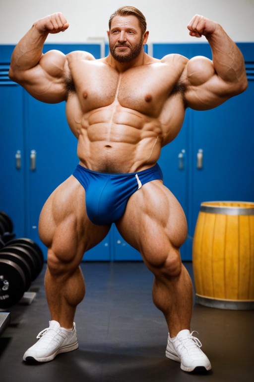 Thick Neck, Oversized Muscles, In The Gym AI Gay Porn