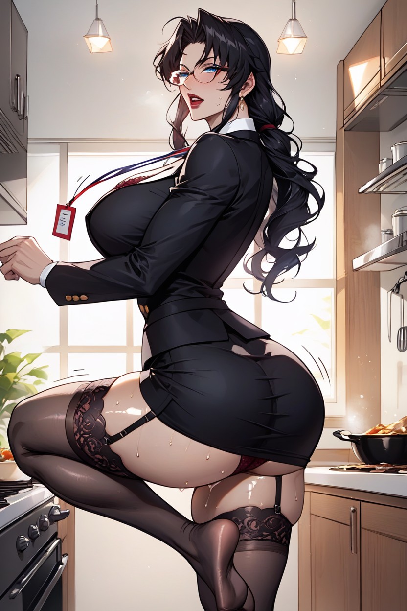 Balalaikal, Maroon Panties On One Leg, Anatomy With Perfect Details Hentai AI Porn