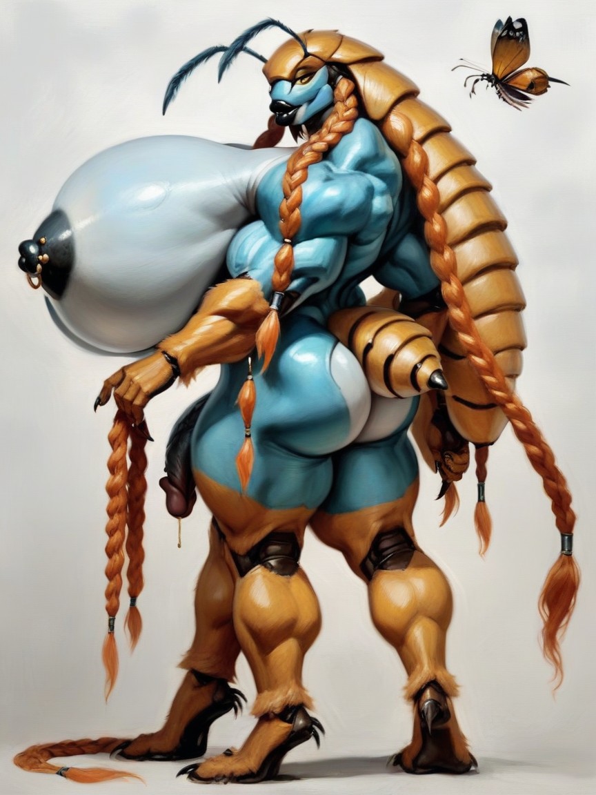 Braided Hair, Insect, Naked Furry AI Porn