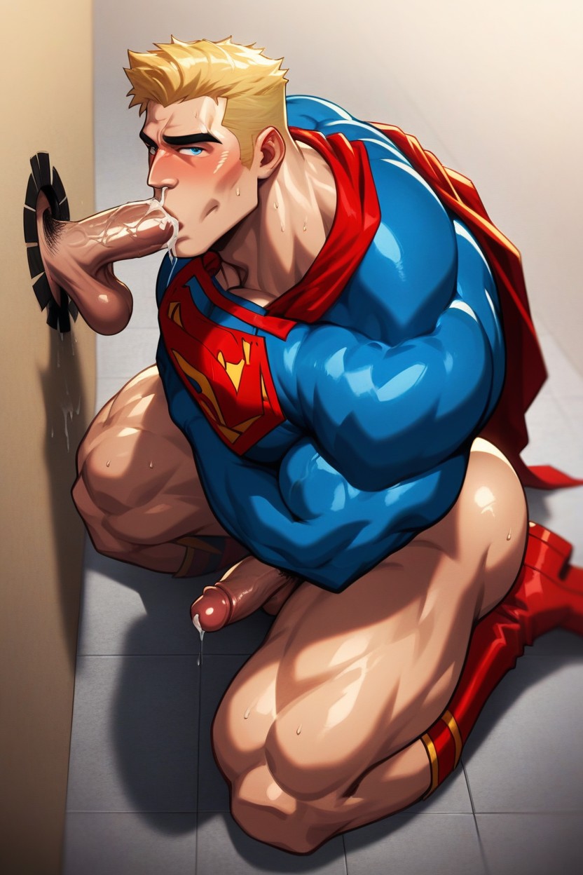 Small, Godlike Manly Handsome Face, Blue Eyes AI Gay Porn