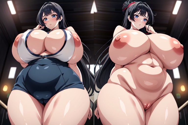 Screencap, Hyper Mega Fat Thick Hourglass Body Figure, Most Absurdly Unreal Hyper Immense Massivlely Ultra Mega Fat Breasts Expansion Hentai AI Porn