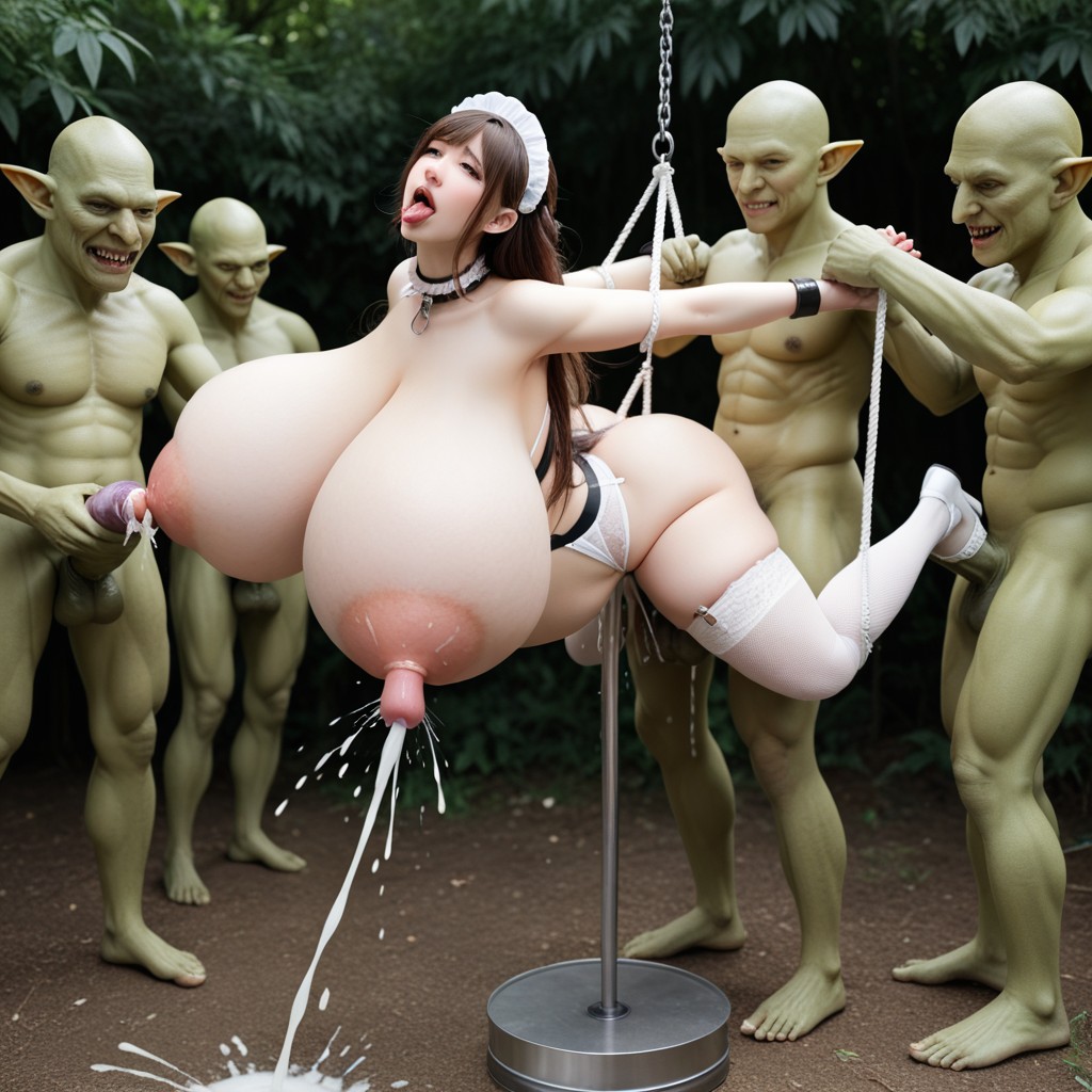 White Liquid Flowing From Nipples, Hogtied Suspension, Pigmy Goblin Monster Massive Veiny Vaginal Fucking AI國產黃片