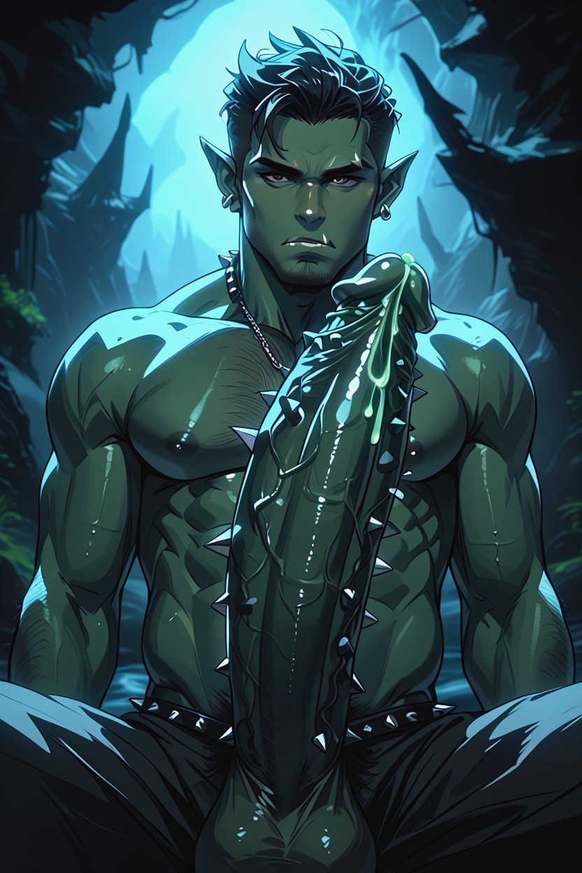Big Spikes On Dick, Pale Skin, Spiked Cock On Orc AI Gay Porn