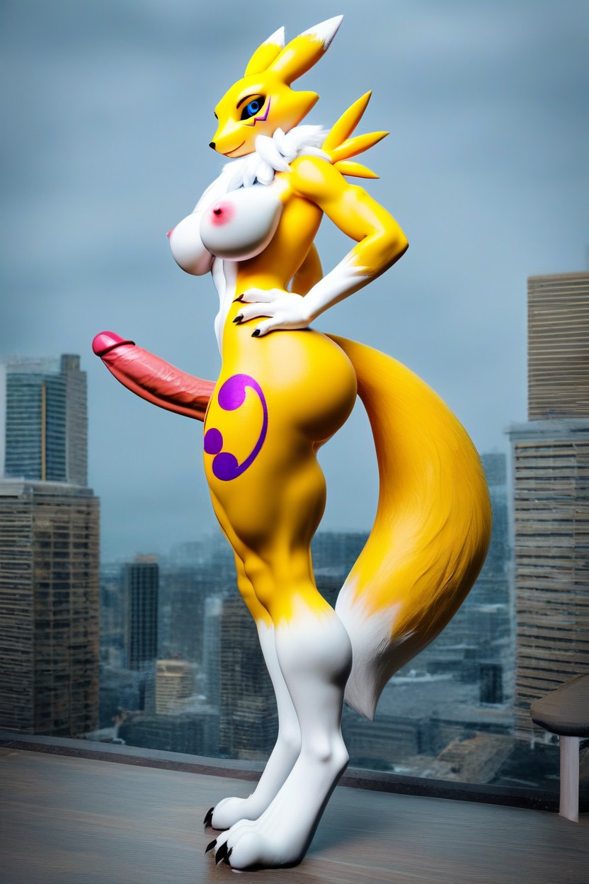 Skinny, Large Breasts, Presenting Penis Furry AI Porn